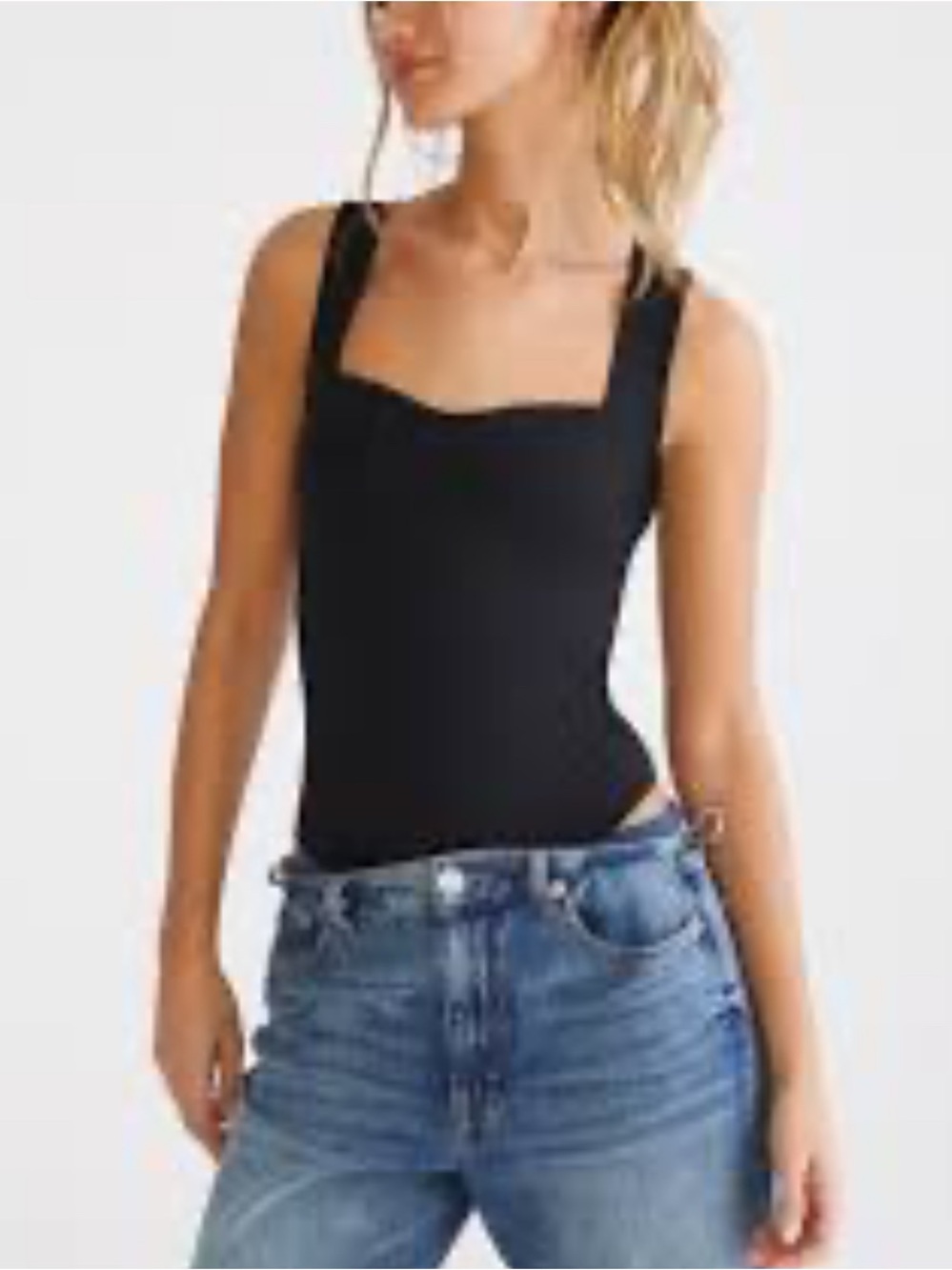 Aeropostale Black Seriously Soft Sculpt Sweetheart Neckline Bodysuit-S